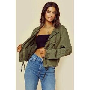 Young Fabulous & Broke Olive Green Bomber Jacket Size Medium